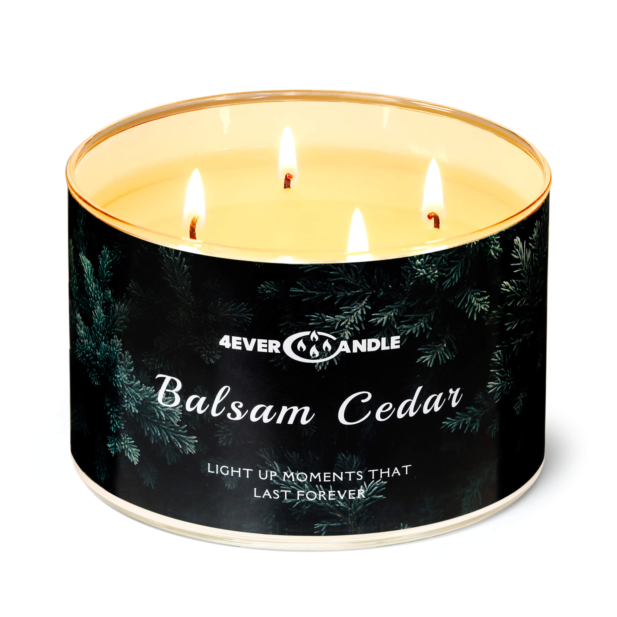 Picture of 4EVER CANDLE Balsam Cedar Scented Candles, 18oz Soy Candles Non Toxic 4-Wick Large Candle Jars, Over 50 Hours of Burning Time, Ideal for Gifting, Events, Home Decor